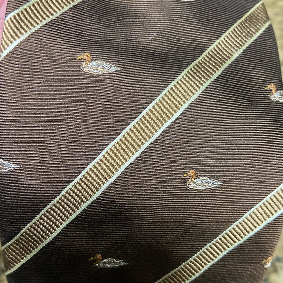 baretta Other - Vintage Brown DUCK Motif Striped BARETTA Silk Men’s Neck Tie Italy NWT